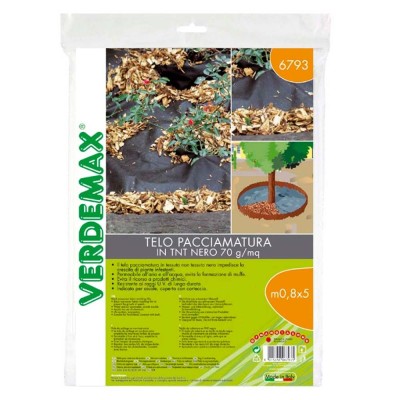 Telo Pacciamatura TNT 60 gr/mq Nero Metri 0,8x5 Verdemax