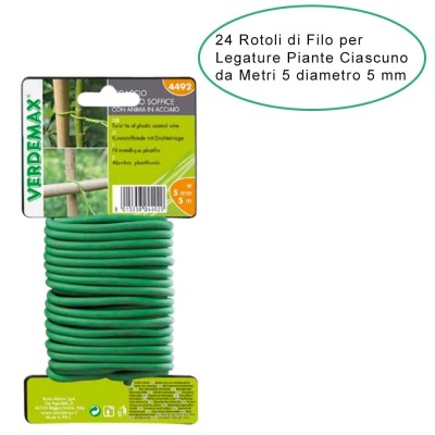 24 Rotoli di Filo per Legature da Giardino & Orto Ciascuno Diametro 5 mm Metri 5