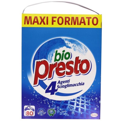 Bio Presto Detersivo 4 Agenti Sciogli Macchia Maxi Formato 4400 Grammi