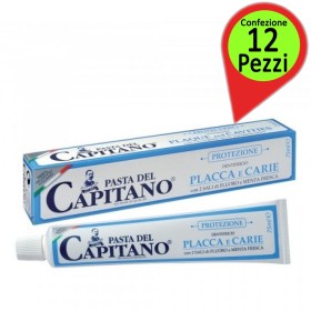 Pasta del Capitano Dentifricio Placca e Carie Confezione 12 Pacchi da 75 Millilitri Ciascuno