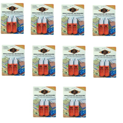 Multipack da 10 Blister di Ruk Smacchiatore Antiruggine Confezione Da 2 Boccette Da 25 ml Ogni Blister