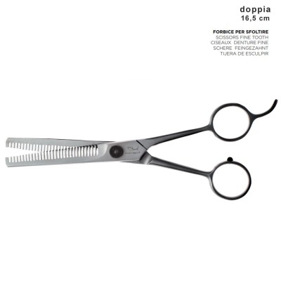 Forbice per Sfoltire Doppia Lama Dentata 42 Denti 16,5 cm Denti di Squalo