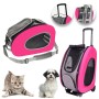 Pet Rolling Trolley per Cani e Gatti 3 in 1 Zaino & Borsa Max 8 Kg Colore Fucsia