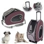 Trolley per Cani e Gatti 3 in 1 Zaino & Borsa Max 8 Kg Pet Rolling Colore Marrone