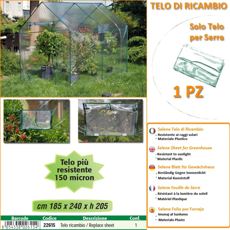 Telo di ricambio - per serra Azalea a 3 ripiani - trasparente - Verdem