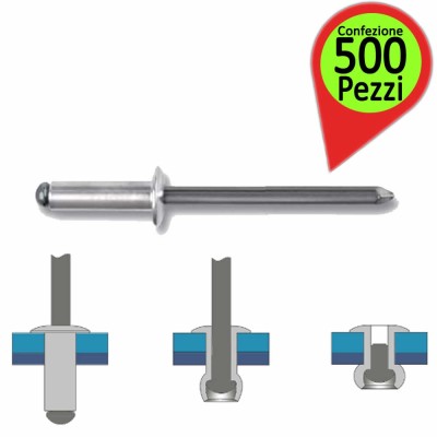 RIVETTI IN ALLUMINIO CONFEZIONE DA 500 PEZZI 1741RV3,8K BETA
