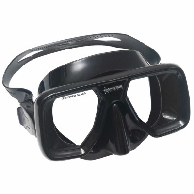 Maschera Apnea Bioculare Abysstar Sea in Gomma Nera TPA Vetro Temperato