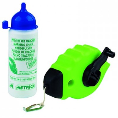 Tracciatore a Filo 25 metri con Polvere colore Blu 150 grammi per Edilizia Fai da Te