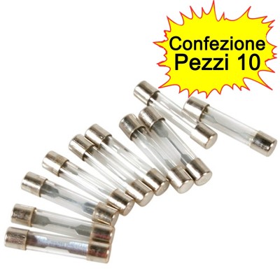 FUSIBILE VETRO 5x20F 3,15A 250 VOLT RAPIDO CONFEZIONE 10 PEZZI