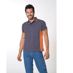 POLO 100% COTONE GRIGIO E ARANCIO PROFILI BIANCHI TG. M