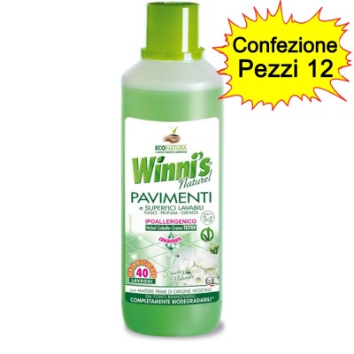 Winni'S Detergente Pavimenti Confezione da 12 Flaconi Freschezza Naturale 1 Lt