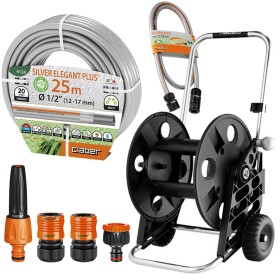 Multipack Claber Carrello Genius 60 + Tubo 25 Mt + Lancia Raccordi Rapidi + Tubo Extension