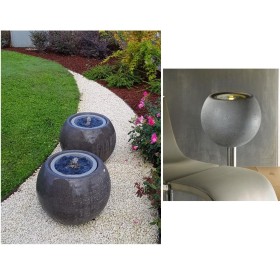 Cascata Fontana da Giardino a Sfera Mercurio con Led e Pompa Dimensioni 50 x h 44 cm Magic