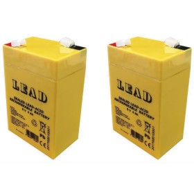 Multipack da 2 Batterie Ricaricabili 6 Volt 4 Ah Per Lampada D'emergenza Antifurto Allarme Giochi