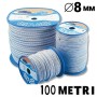 CORDA ELASTICA SPECIALE MARINA BIANCA FILOSEGNALE BLU NAVY DIAMETRO 8 MM IN BOBINA DA 100 METRI NAUTICA