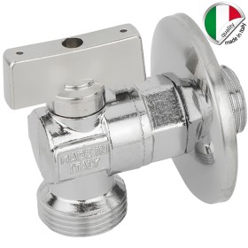 Rubinetto Attacco Lavatrice A Sfera M 1/2" M 3/4" Ottone Cromato Con Rosetta