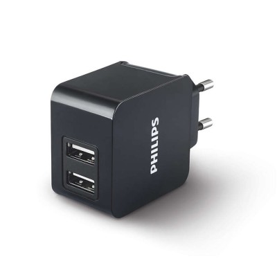 Philips DLP2307/12 Caricatore USB a Parete con Doppia Uscita Nero