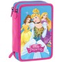 SEVEN Astuccio Completo Triplo Scomparto Tessuto Poliestere 12,5x19,5x7 cm Princess Disney