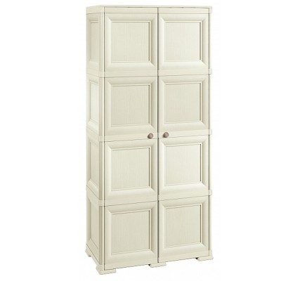 Armadio doppia anta 3 ripiani cm 79x43x164 in resina colore Angora - Omnimodus