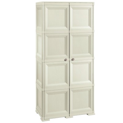 Armadio doppia anta portascope 3 ripiani cm 79x43x164 in resina colore Angora - Omnimodus