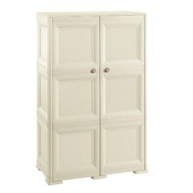 Armadietto doppia anta  con 2 ripiani 79x43x125 in resina colore Angora - Omnimodus