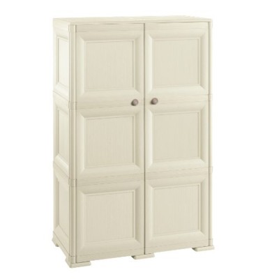 Armadietto doppia anta  con 2 ripiani 79x43x125 in resina colore Angora - Omnimodus