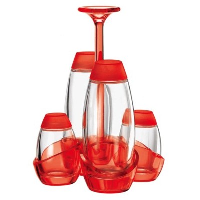 Menage Set olio, aceto, sale, pepe 13 x 13 x h22,5 cm 180 cc 52 cc colore: Rosso 23480065 GUZZINI
