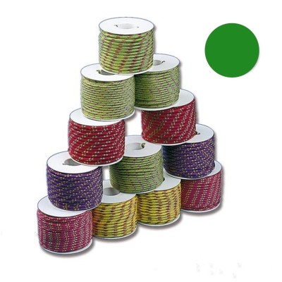 TRECCIA IN POLIESTERE COLORATO 1 BOBINETTA TRECCIATA 16 FUSI 22 MT VERDE NAUTICA