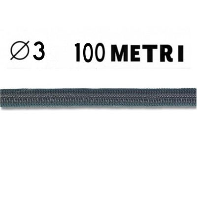 CORDA ELASTICA DIAMETRO 3 MM NERA IN BOBINA DA 100 METRI NAUTICA