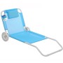 Lettino Spiaggia Giardino Veranda Campeggio Spiaggina con Ruote Azzurro