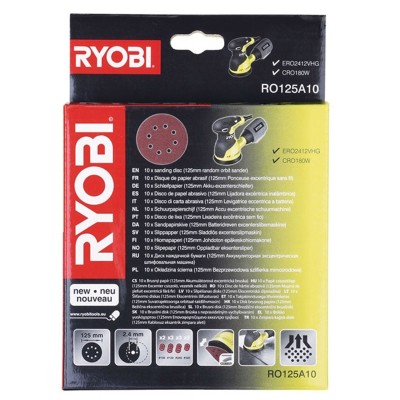 DISCO DI CARTA ABRASIVA DIAMETRO MM 125 PZ 10 RO125A10 RYOBI