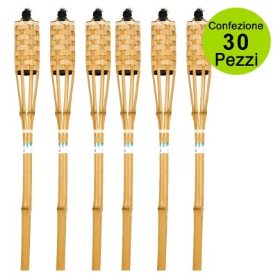 Multipack da 30 pz Torce in Bamboo Naturale Torcia Da Giardino In Bamboo 120 Centimetri