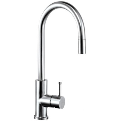 Miscelatotore Monocomando Acciaio Inox Lavabo Cucina Bocca Alta Estraibile