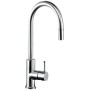 Miscelatotore Monocomando Acciaio Inox Lavabo Cucina Bocca Alta Estraibile