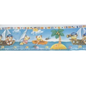 BORDO ADESIVO IN PVC BARCA CON ORSI ORSETTI