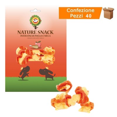 Multipack da 40 Buste Nature Snack Involtini di Pollo e Mela Fuss-Dog