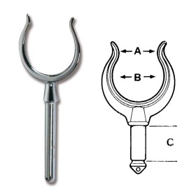 SCALMO IN OTTONE CROMATO PER BARCA SALVATAGGIO PATTINO MM48X64X95 DIAM.MM 15