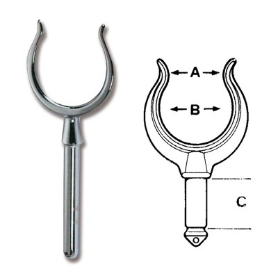 SCALMO IN OTTONE CROMATO PER BARCA SALVATAGGIO PATTINO MM48X64X95 DIAM.MM 15