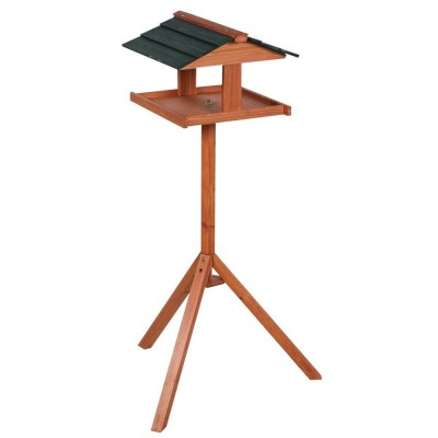 Casa mangiatoia in legno per uccelli volatili su base Reykjavik Flamingo