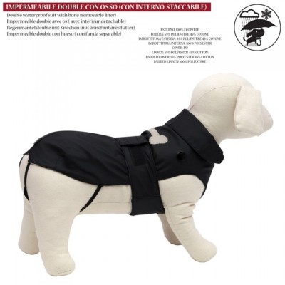 Impermeabile per Cani con Cappuccio Oslo Colore Nero