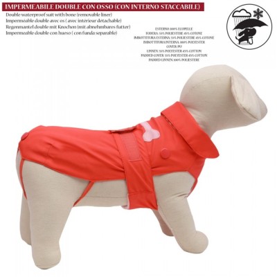 Impermeabile per Cani con Cappuccio Oslo Colore Rosso