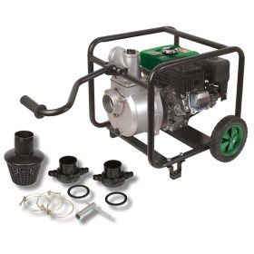 Motopompa 196 CC montata su telaio metallico con ruote