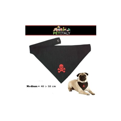 Pet Italy Bandana per Cani Nera con Teschio Taglia Media da 40 a 50 cm