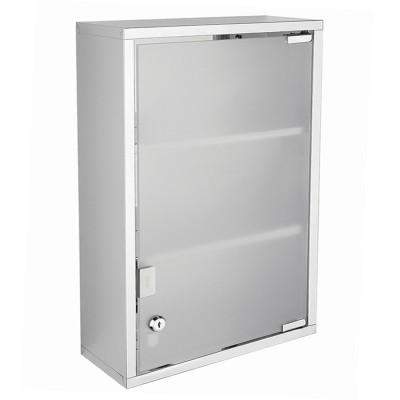 Armadietto Acciao Inox Con Chiave e Vetro Satinato cm 30x12x40