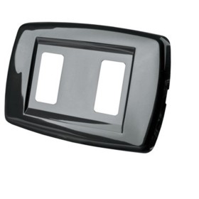 PLACCA ABS 2 FORI CON SUPPORTO NERO