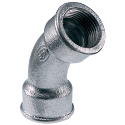 Curva Aperta Zincata Femmina Femmina 3" per Idraulica 45 gradi