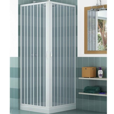 Box Doccia Riducibile Pvc a Soffietto 2 Ante Chiusura ad angolo cm 90x90x185h