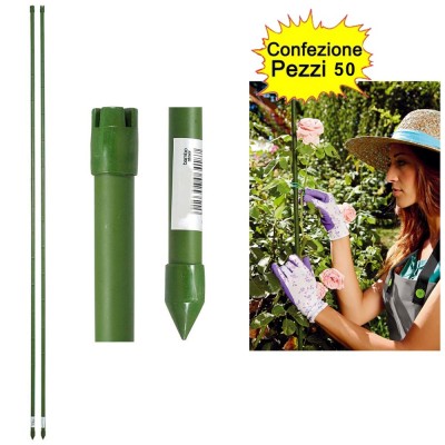 Tutori in Acciaio Plastificato Tipo Bamboo Confezione da 50 pezzi 8 mm x 90 cm