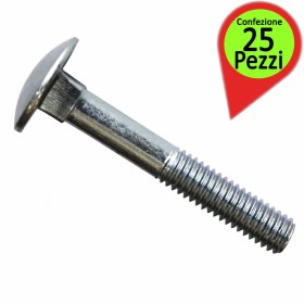 Bullone Testa Tonda Zincato Diametro mm 10 x 60 Confezione Pezzi 25