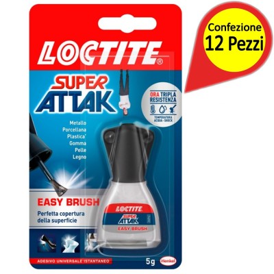 Loctite Super Attak Easy Brush Confezione da 12 Blister da 5 gr Ciascuno